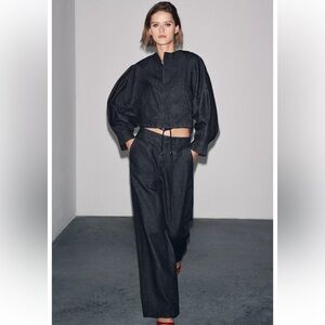 ZARA COLLECTION DENIM PUFFER BOMBER JACKET
